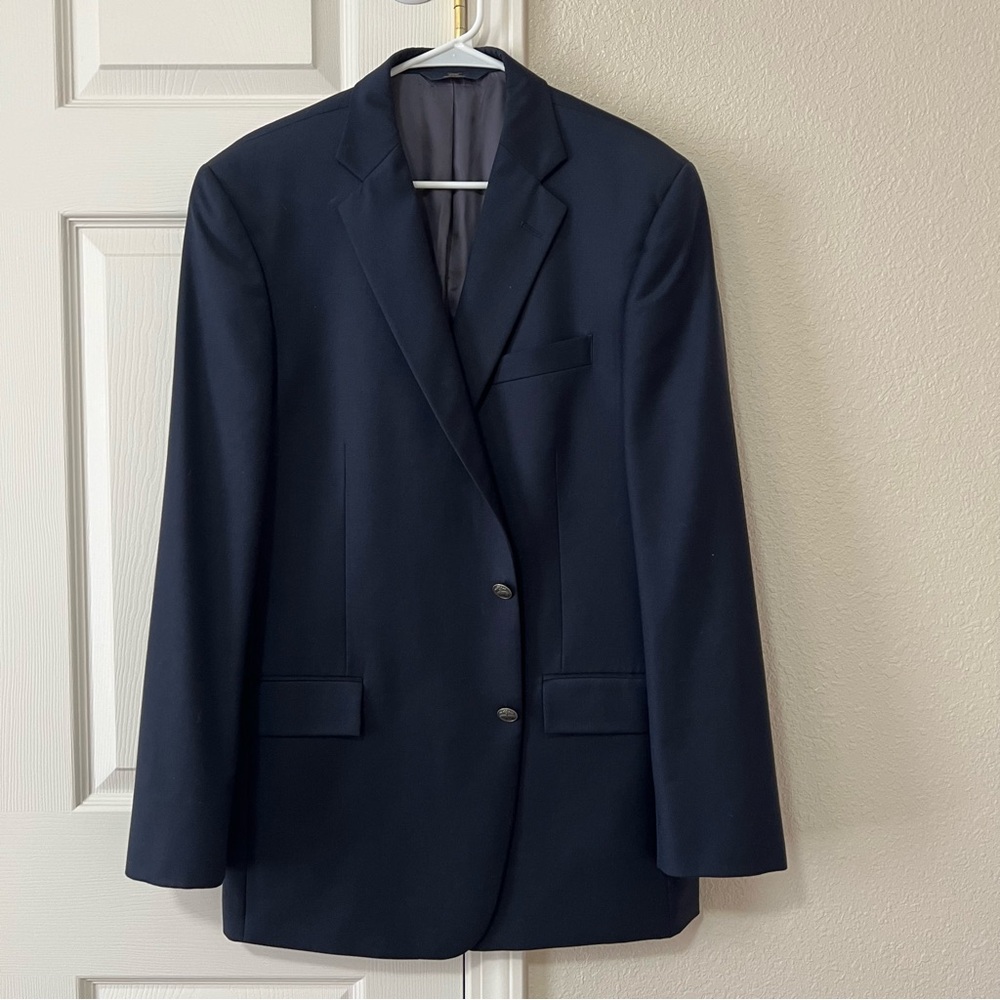 Brooks Brothers 346 Navy Blazer Men's 44L Metallic Buttons Regent Fit Comfy Prep